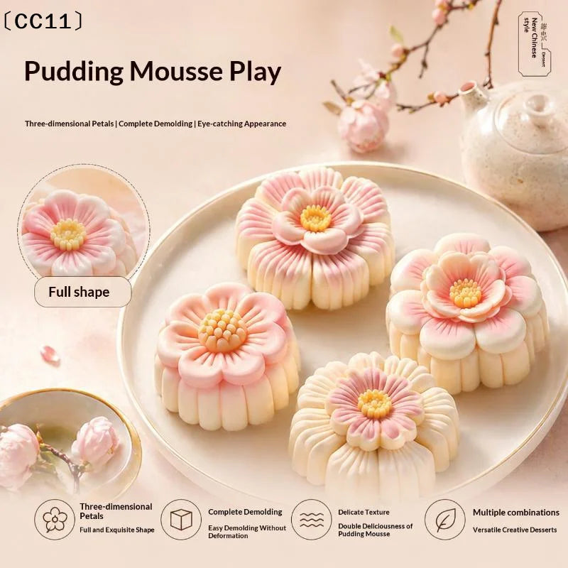 3D Flower Shape Silicone Molds Ice Pastry Baking Tool Jelly Candy Qme