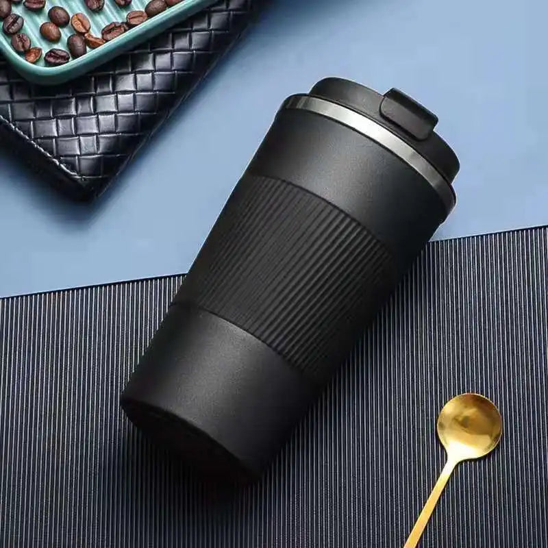 Stainless Steel Vacuum Car Insulated Coffee Cup Qme black 380ml