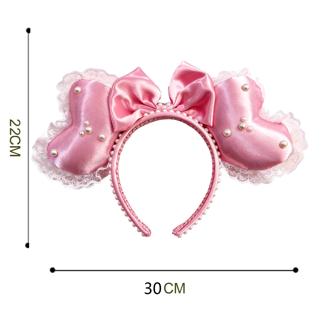 Mickey Mouse Heart Ear Headands Women Adult Cosplay Valentine's Day Hairband For Girls Park Travel Photography Hair Accessory Qme