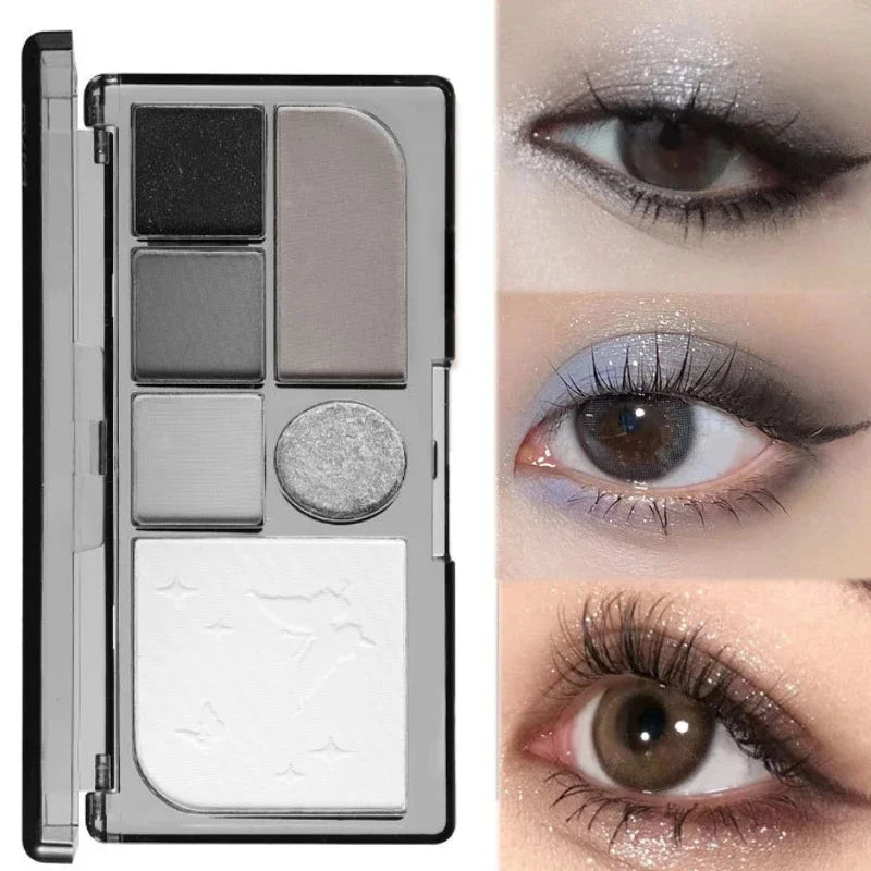 6 Color Black Smokey Eyeshadow Pallets Face Matte Contour Blush Powder All-in-One Makeup Pigments Shimmer Women Cosmetics Korean Qme