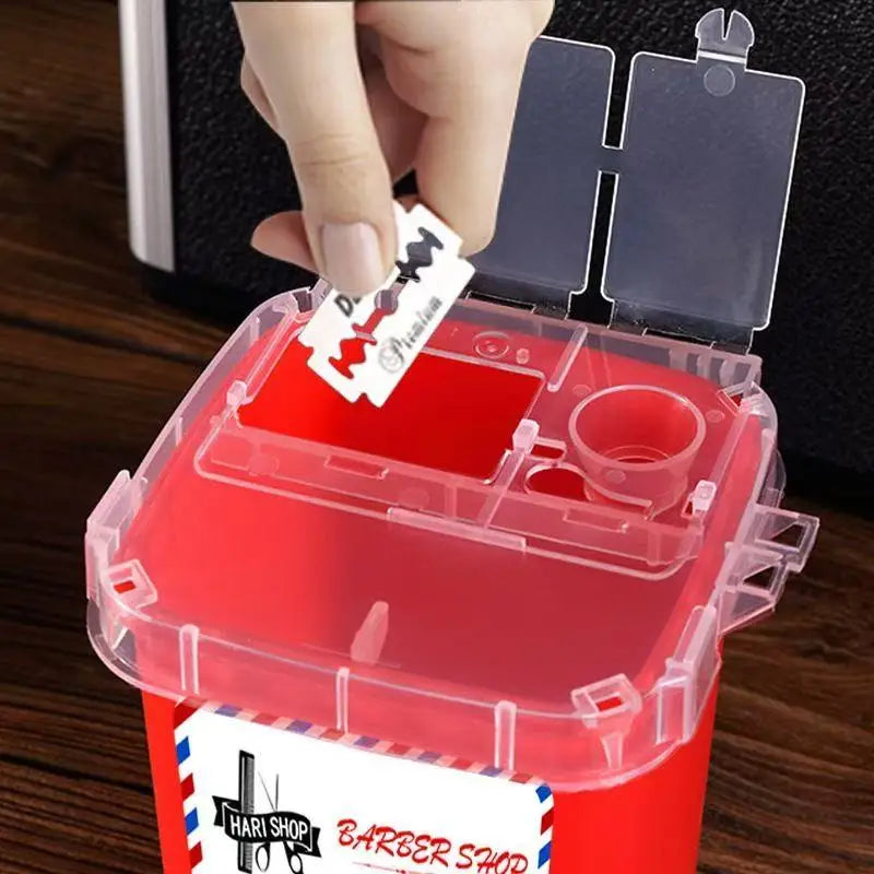 Barber Shop Accessories Feather Razor Blade Disposal Case Trash Can Qme