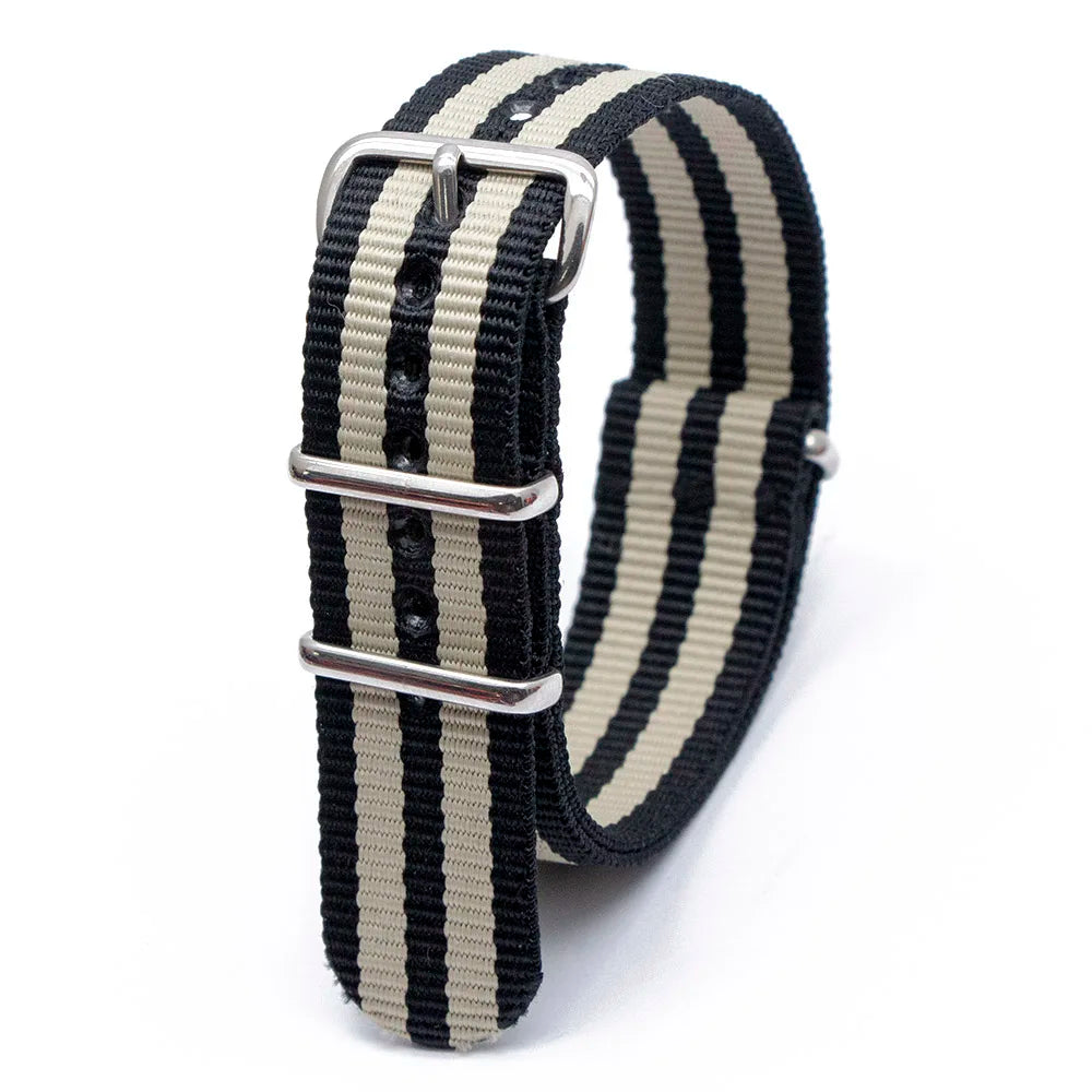 Durable Striped Nylon Wristband Bracelet Watch Band Universal Strap