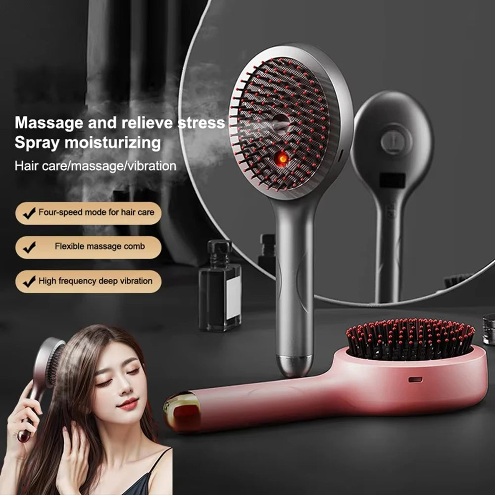 Electric Spray Massage Comb Hair Growth Vibration Head Massager Brush LED Anti Hair Loss Scalp Liquid Medicine Atomizing Comb Qme