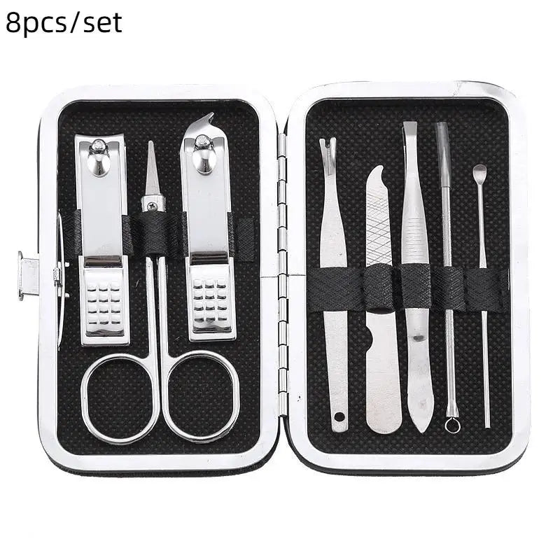 8 Home Nail Clipper Large Dead Skin Pliers Diagonal Small Eyebrow Qme 8PCS Black