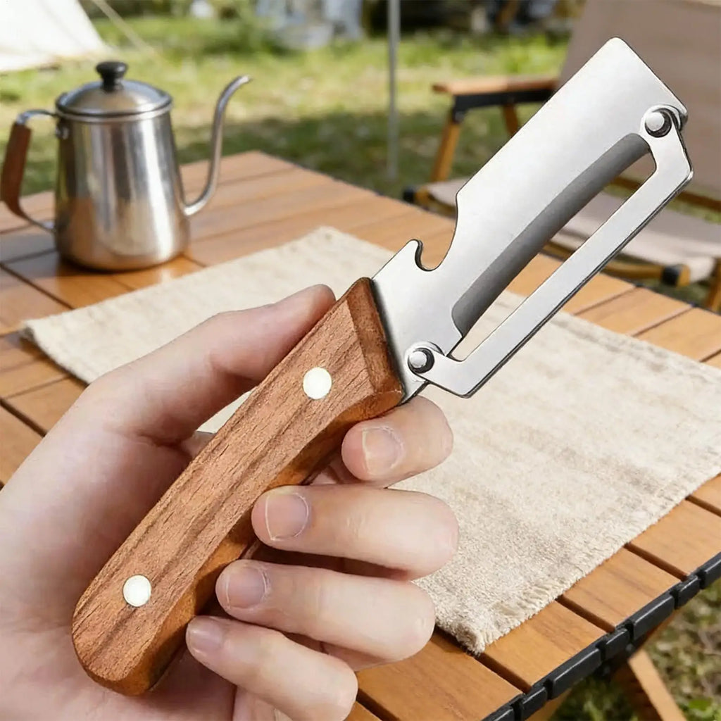 Fruit and Vegetable Peeler Wooden Handle Food Peeler with Bottle Opener Household Tomato Slicer for Home Cooking Vegetable Fruit Qme