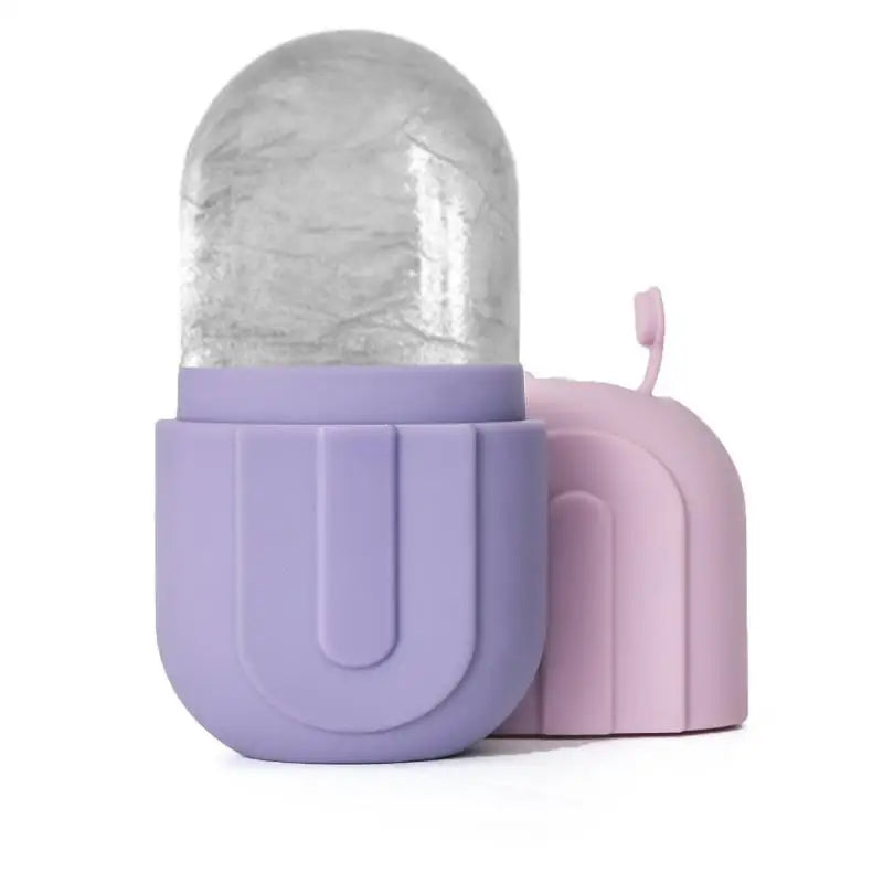 Facial Cold Compress Ice Roller Silicone Cooling Firming Tool Face Qme Purple