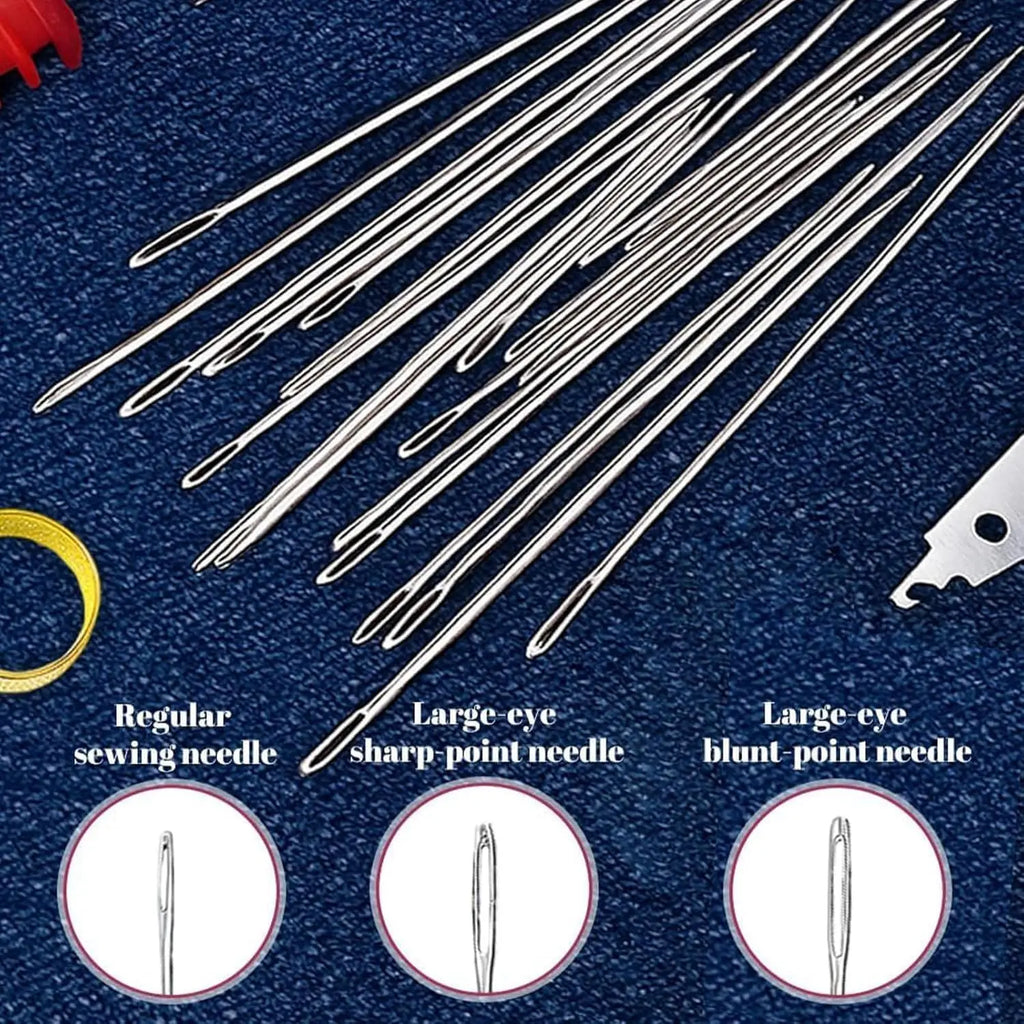 Big Eyed Steel Sewing Needle Set, Sewing Tool Set, Stainless Steel Handmade Sewing Needle, Portable DIY Handmade Craft Set Qme