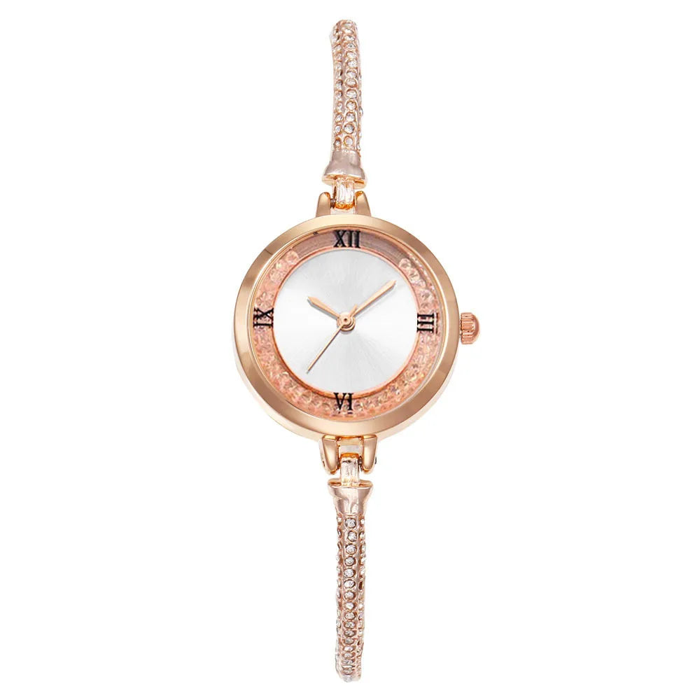 Relógio de pulseira de aço feminino, Quartz Watch, Luxo, Small Dial, Women Watches, Moda Qme rose