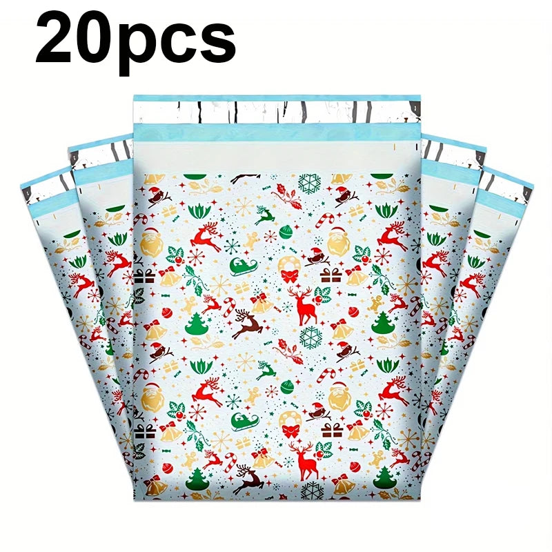 10 Christmas Reindeer Cartoon Mailing Bags, Waterproof Daily Office Gift Bags, Party Gifts, Holiday Mailing Bags, Holiday Prints Qme 20pcs 40X28cm