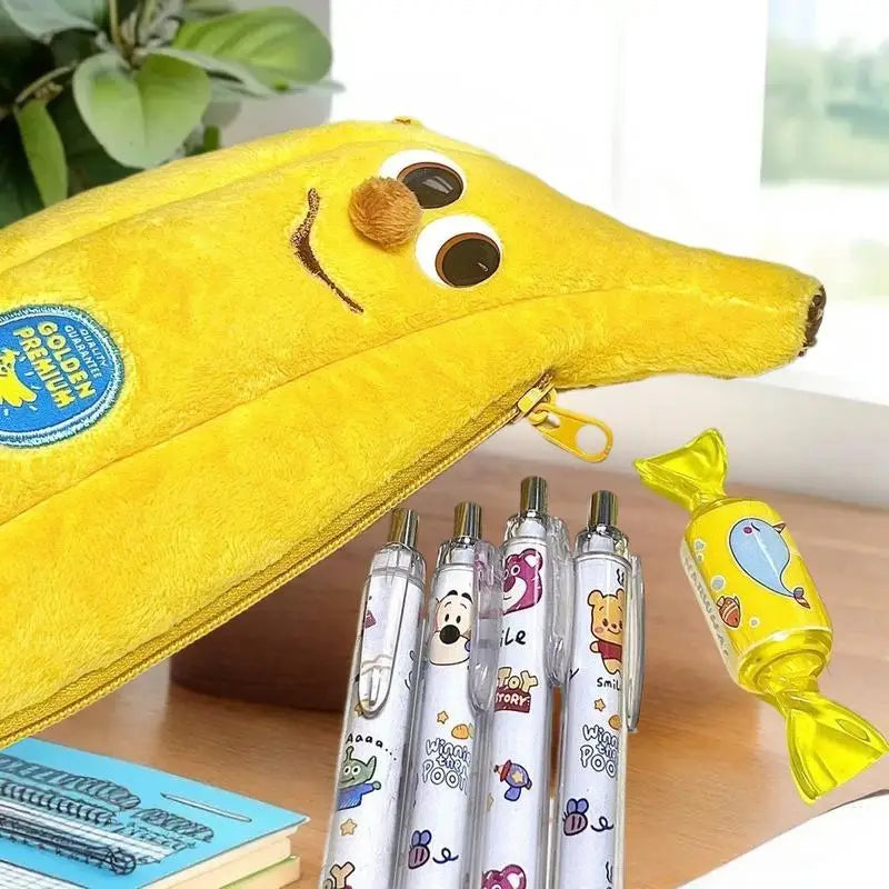 Cute Cartoon Banana Pencil Case Plush Storage Bag Creative Humorous Qme