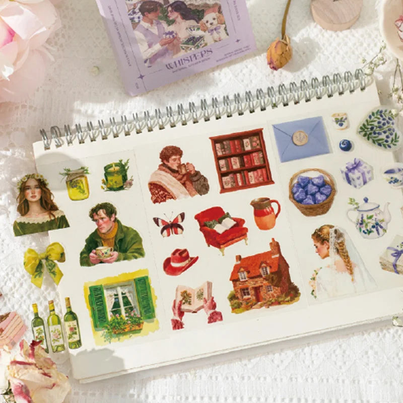 Romantic Couple Sticker Pack 10 Sheets/Bag Scrapbook Stationery DIY Journal Phone Case Notebook Decoration Qme