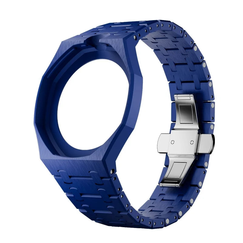 2 In 1 Strap + Case for Swatch x AP Royal Pop Pocket Watch Change to Wristwatch Ceramic+Silicone Band Wrist Strap Accessories Qme 2.Navy Blue-12.0