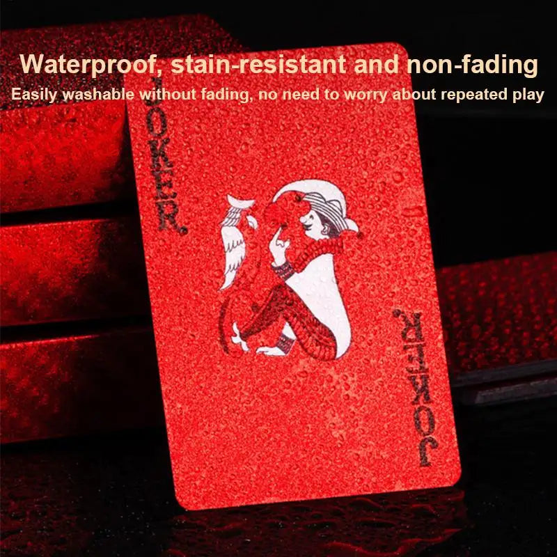 Red Poker Card Waterproof Playing Cards with Dragon Backing Play Cards for Pool Games Travel Camping Classic Trick Cards Qme