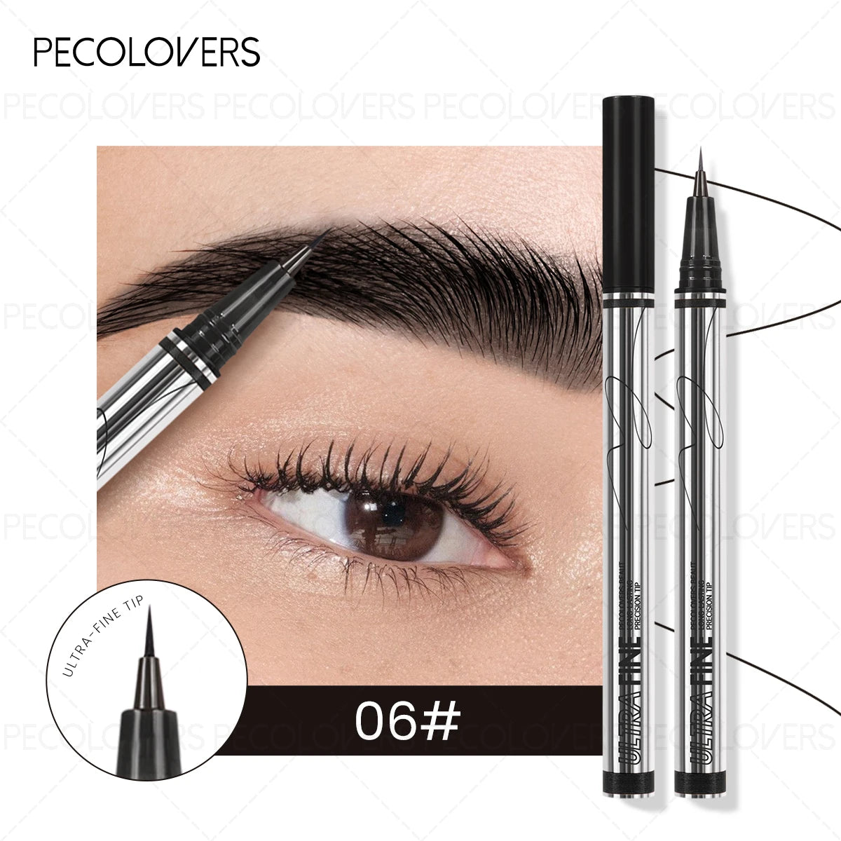 Liquid Eyebrow Pencil Soft Mist Black Gray Brown Waterproof Qme 06