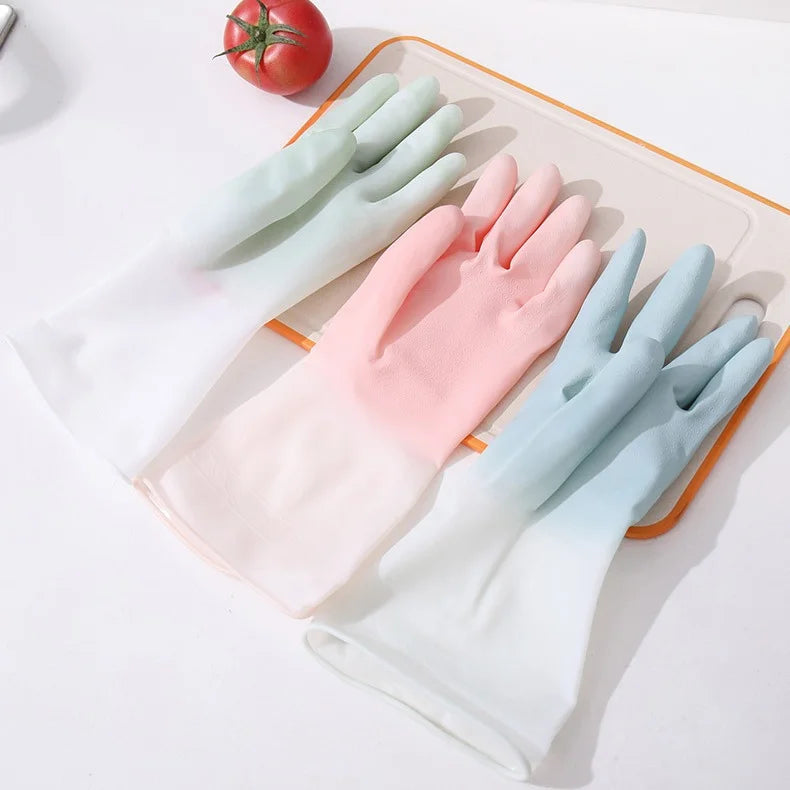 Wear Resistant Oil-proof Rubber Gloves Non-slip Household Cleaning Qme