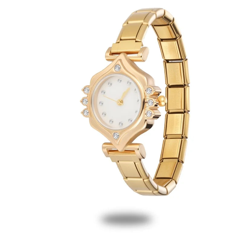 2025New Fit Width Italian Charm Square Zircon Elastic Watch Bracelets