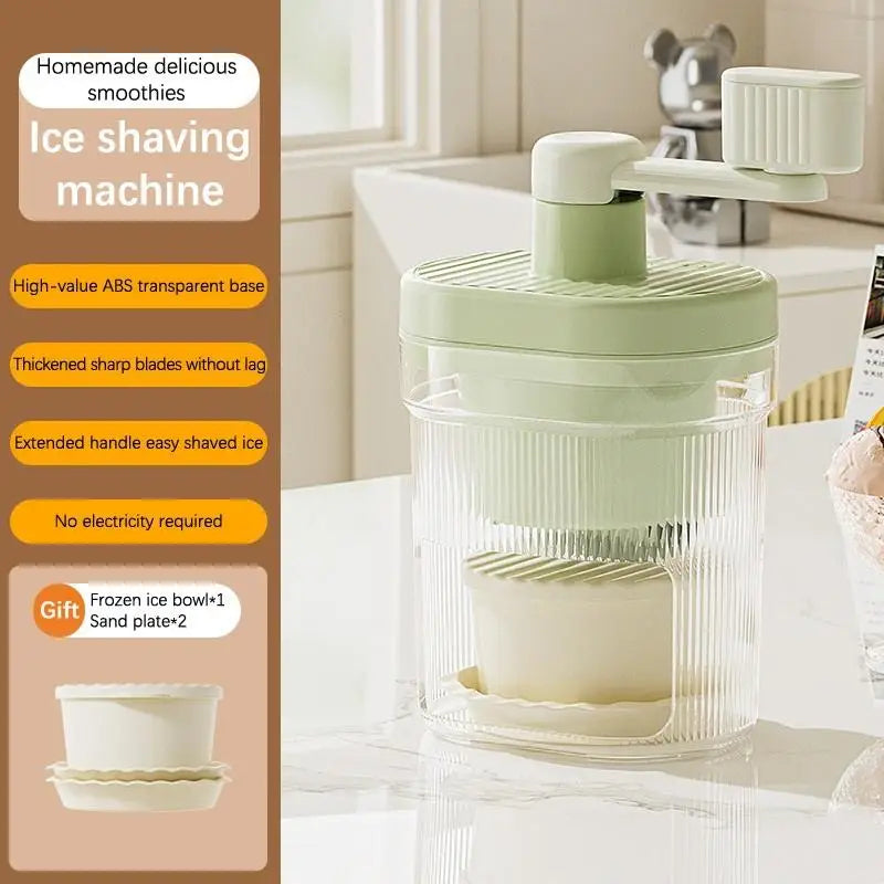 Shaved Ice Machine Small Manual Ice Crusher Home Hand-cranked Machine Making Smoothie Machine Practical Portable Ice Cream Tools Qme A1