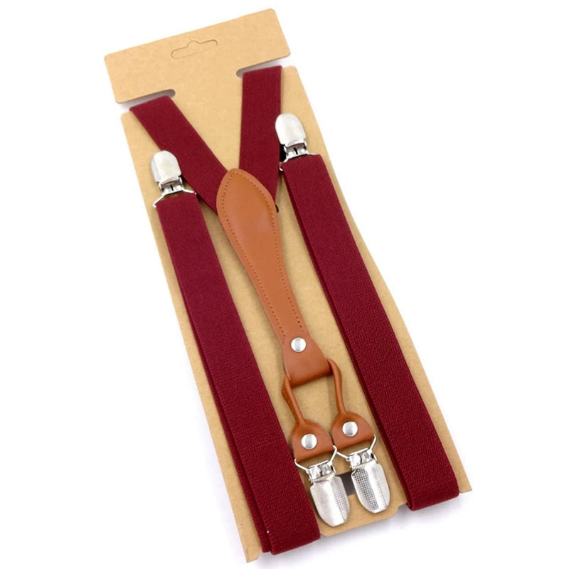 New Fashion Suspenders Men Women Adult Leather Trimmed End Y Back Adjustable Elastic Trouser Braces Strap Belt Wedding Party Qme