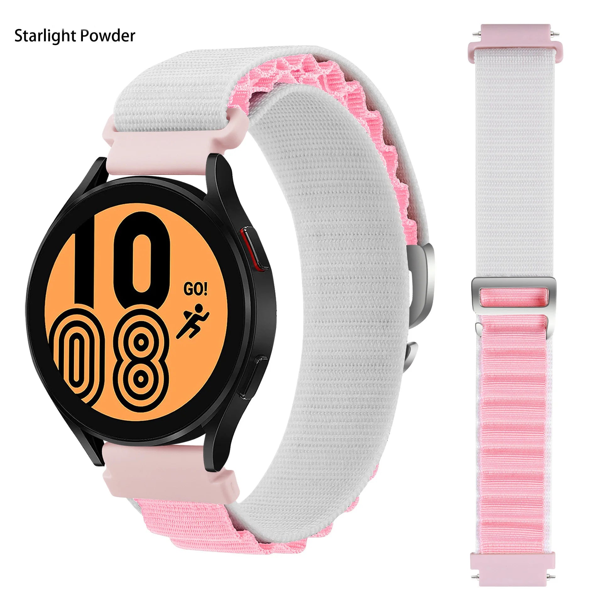 Suitable for Quartz Samsung Watch 4/5/6 20mm 22mm Nylon Quick Release Outdoor Strap Huawei GT3 High Mountain Loop Watch Bands Qme 15White Pink 20mm