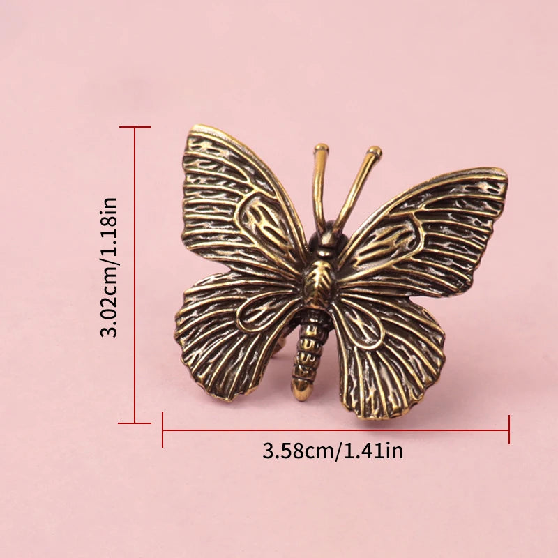Solid Pure Brass Butterfly Figurines Miniatures Desktop Ornament Qme Copper 1pc
