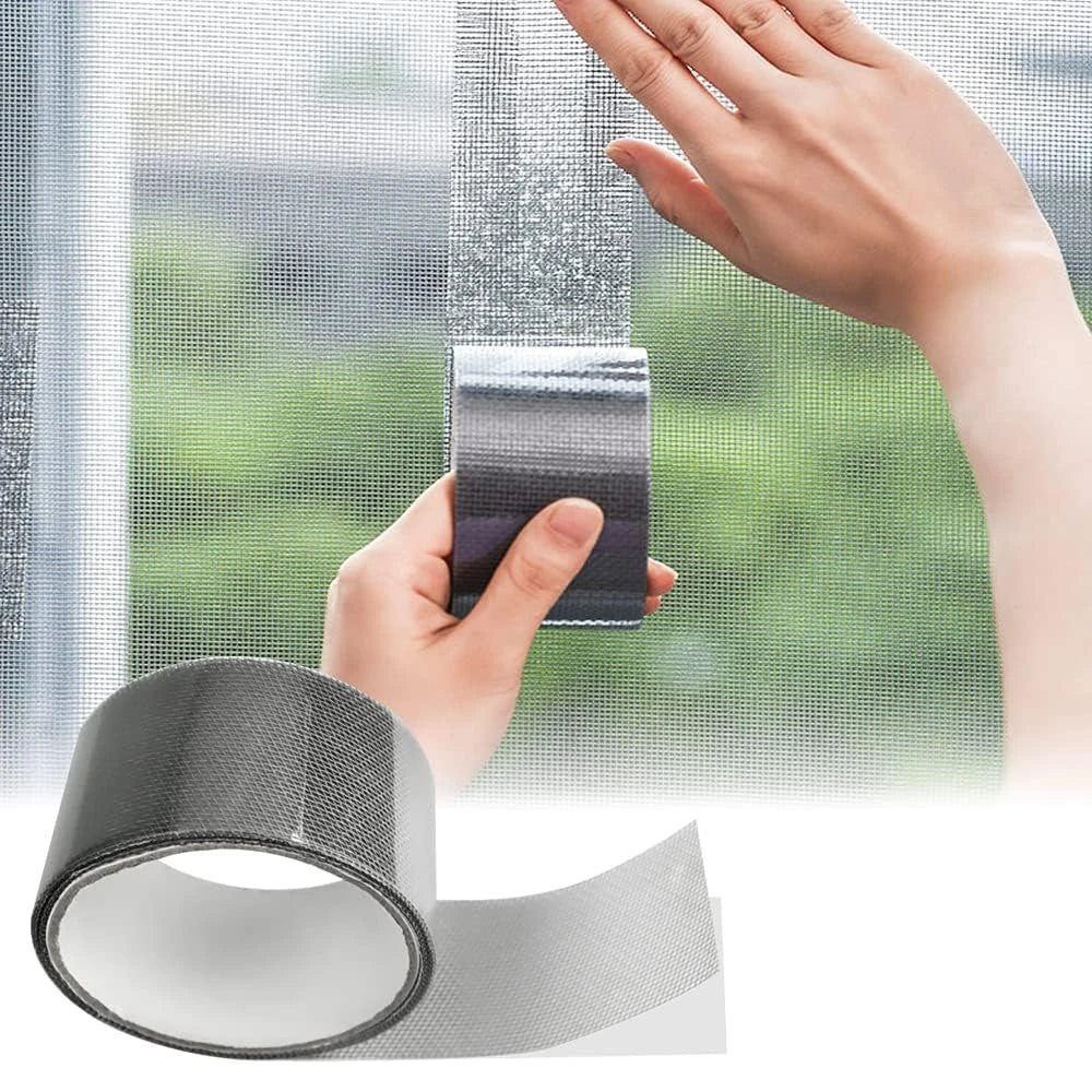 2M Door Window Screen Repair Tape 5cm Width Super Strong Adhesive Waterproof Fiberglass Instantly Covering Mesh Hole Tears Tape Qme