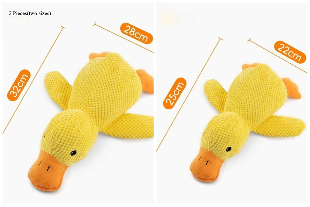 2-Piece Squeaky Plush Dog Toy,Soft Puppy Teething Chew Toy, Bite Resistant,Self-Play Companion for Small Medium Large Dogs Qme MS-Duck