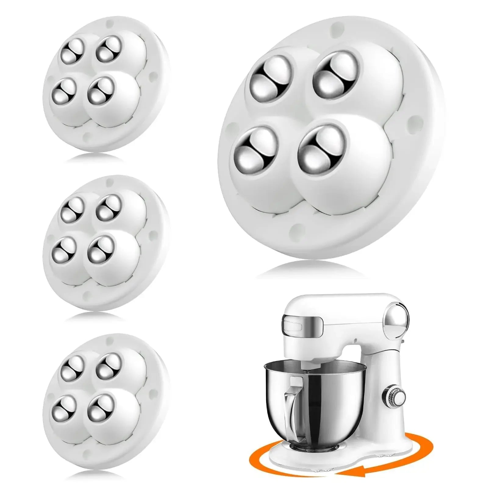 24Pack Self-Adhesive Mini Swivel Casters, 360° Rotatable Universal Wheels, Heavy-Duty Double Ball Bearings for Kitchen Applianc Qme 4pcs-white
