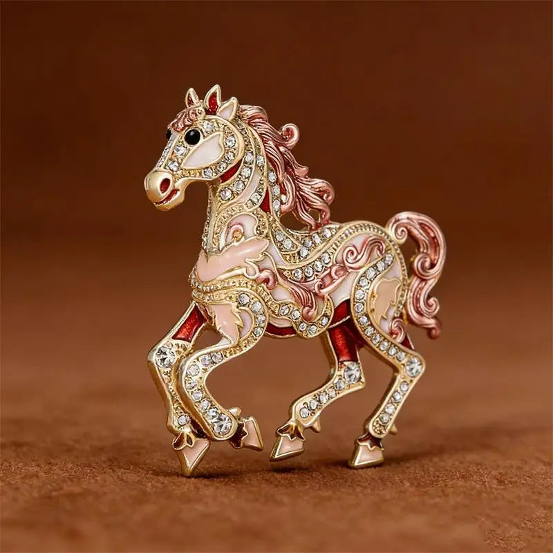 Luxury Horse Brooches For Women Unisex 4-color Elegant Enamel Animal Year Of The Horse Brooch Pins Gifts Qme A12