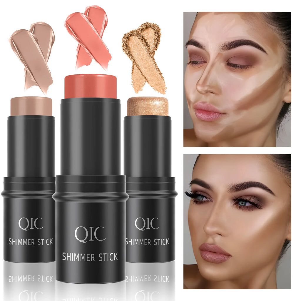 Makeup Face Contouring Bronzer Stick Multifunctional Highlighter Brightening Silkworm Blusher Rouge Cream Modify Concealer Pen Qme