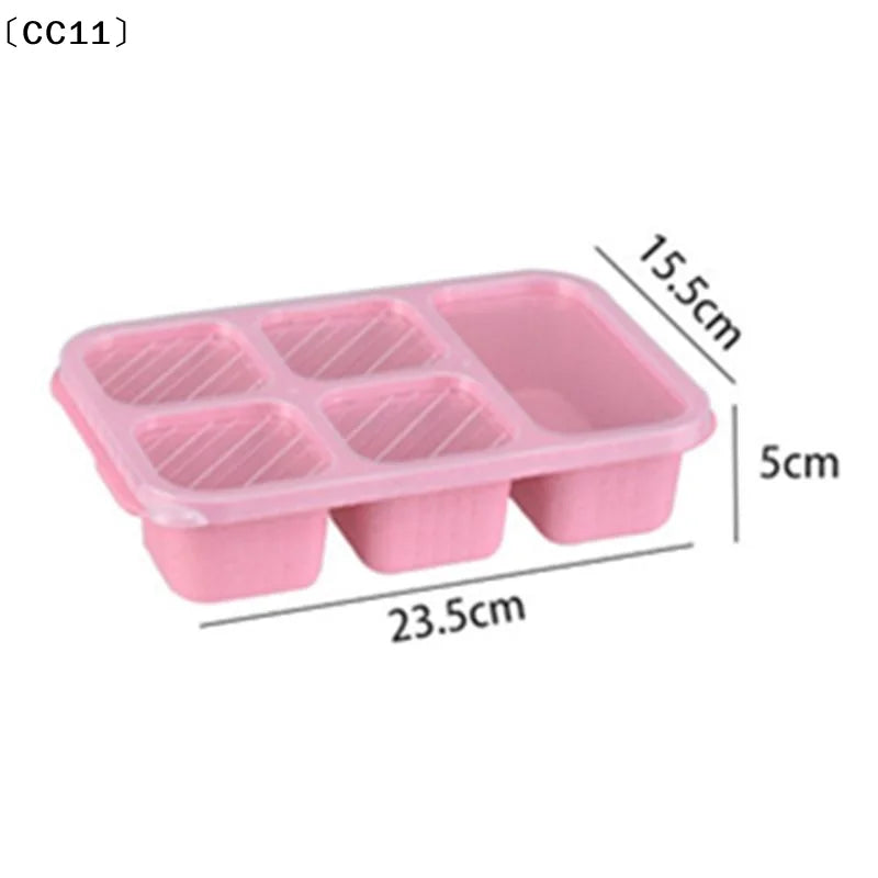 Bento Lunch Box Reusable 5 Compartment Lid Compatible Snack Qme