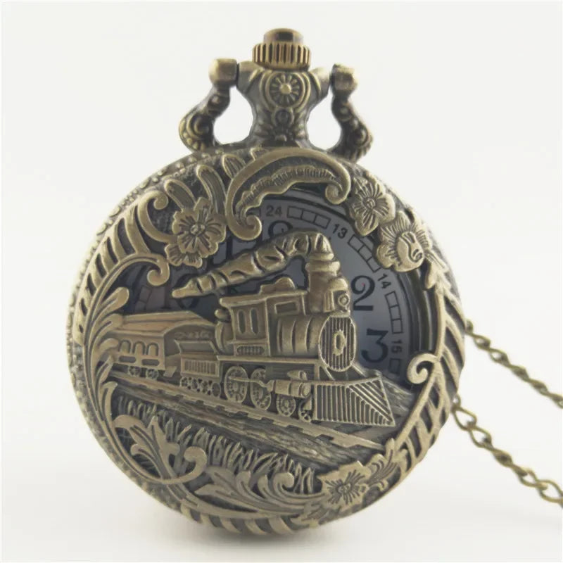 Vintage pocket watch large vintage train and truck series pocket watch for men and women, student watch hanging watch Qme 7