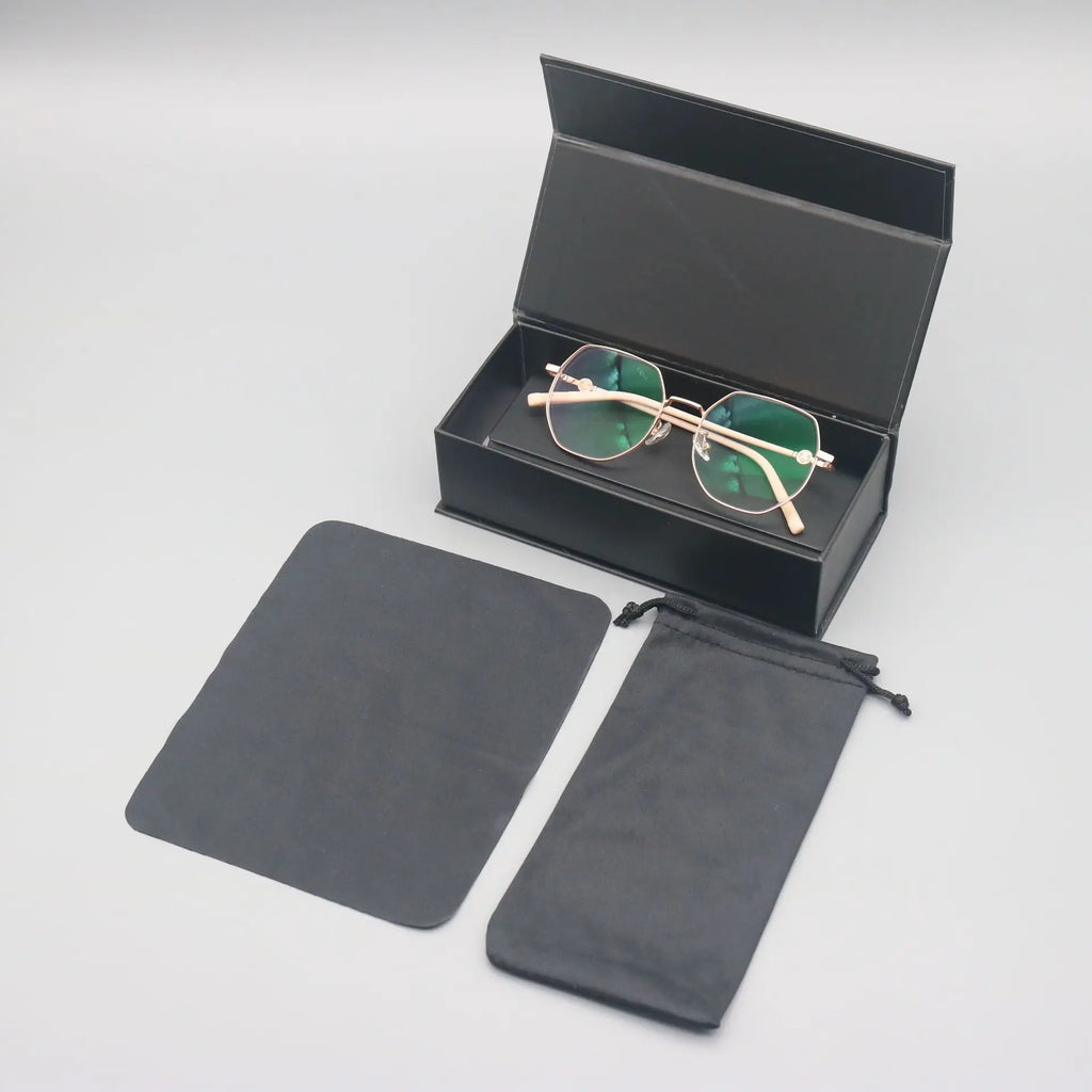 4 pcs Set High-Quality Black Eyeglass Case Handmade Faux Leather Large Capacity Storage Luxurious Premium Feel Eyeglass Box Qme