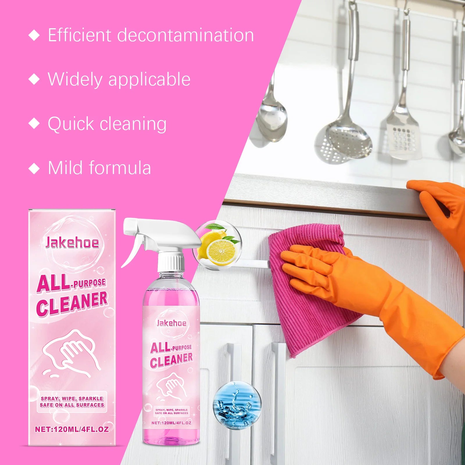 Multi-Functional Household Cleaner All-in-One Gently Removes Stains from Kitchen Walls Appliances Desktops Qme