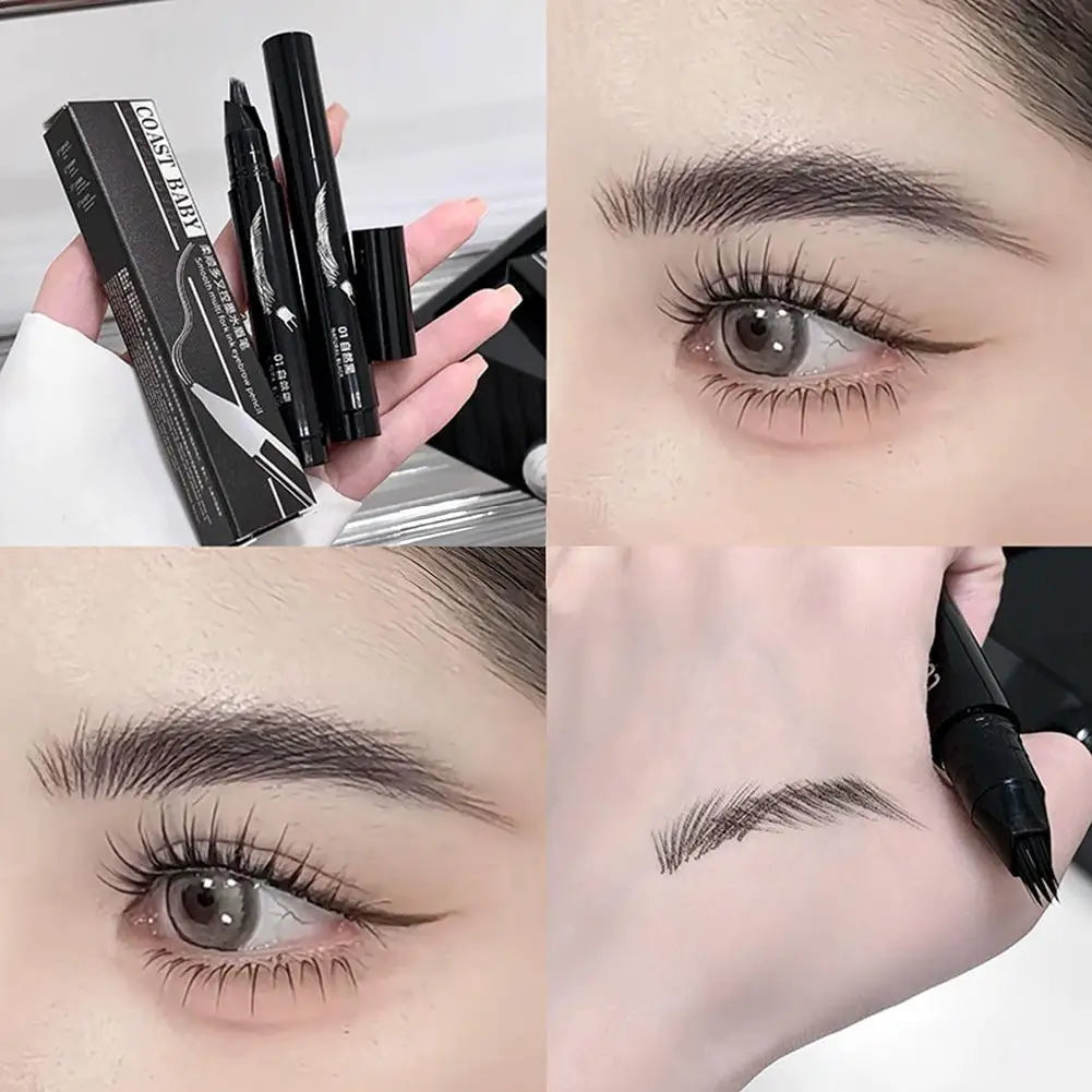 Multi-fork Wild Eyebrow Pen 3D Waterproof Microblading 4 Fork Tip Qme 01 black