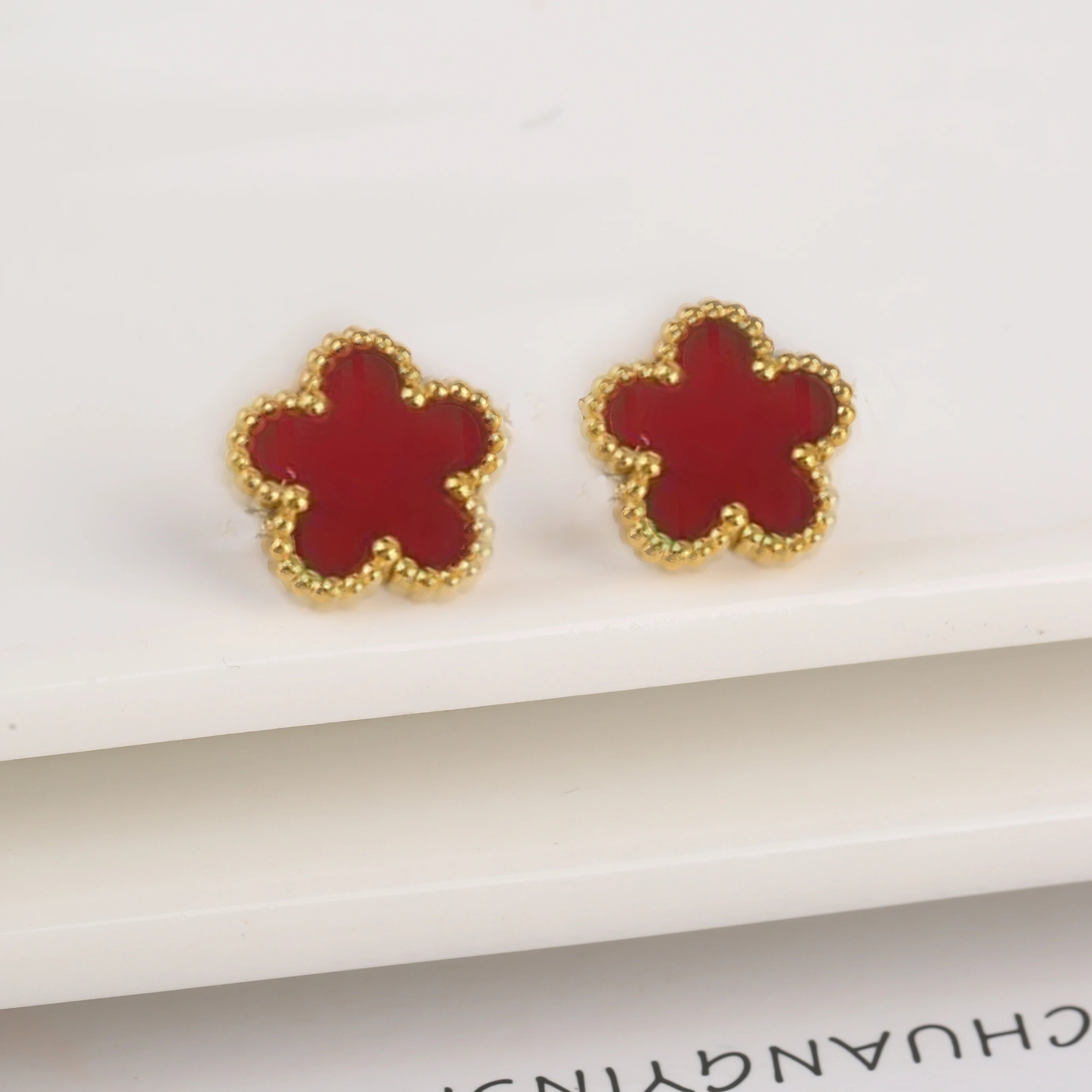 High Quality Stainless Steel Five-Leaf Flower Plant Earrings Classic Luxury For Woman Party Wedding Jewelry Hot Sale Clover Qme Earrings 6