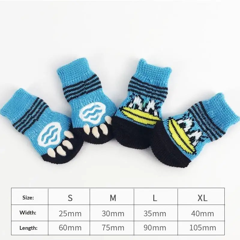 Cartoon Pet Cat Dog Floor Anti-slip Socks Prevent Scratching Dirt Qme E M