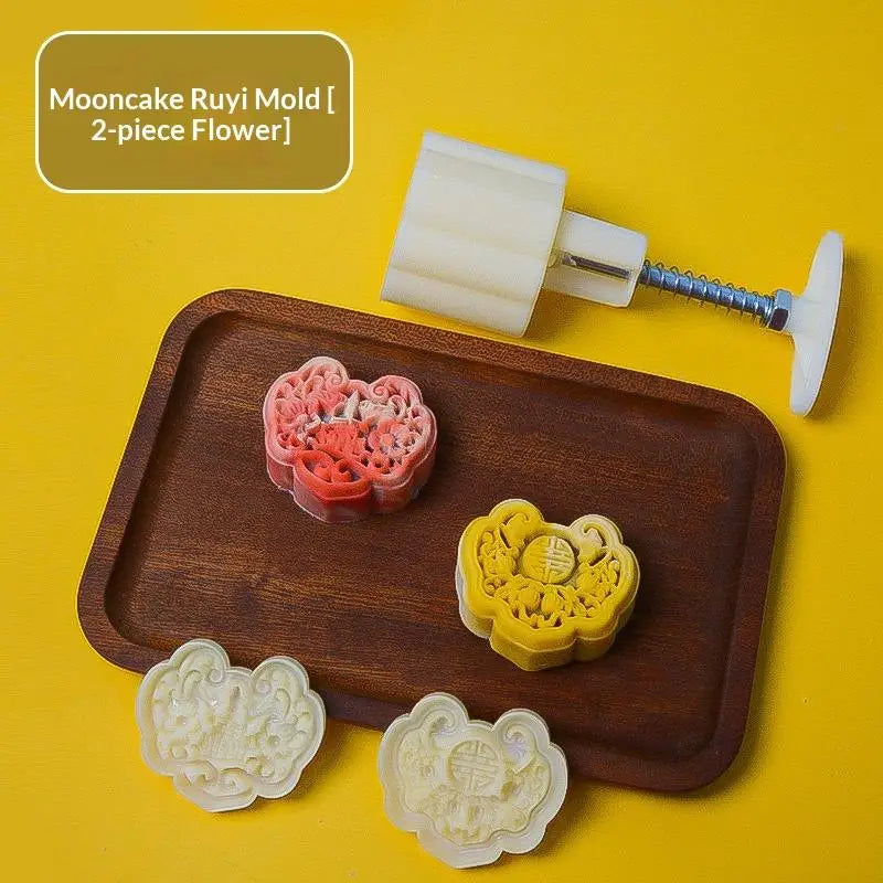 Mooncake Mold Plastic Hand Press Pastry Mung Bean Cake Model Qme 6