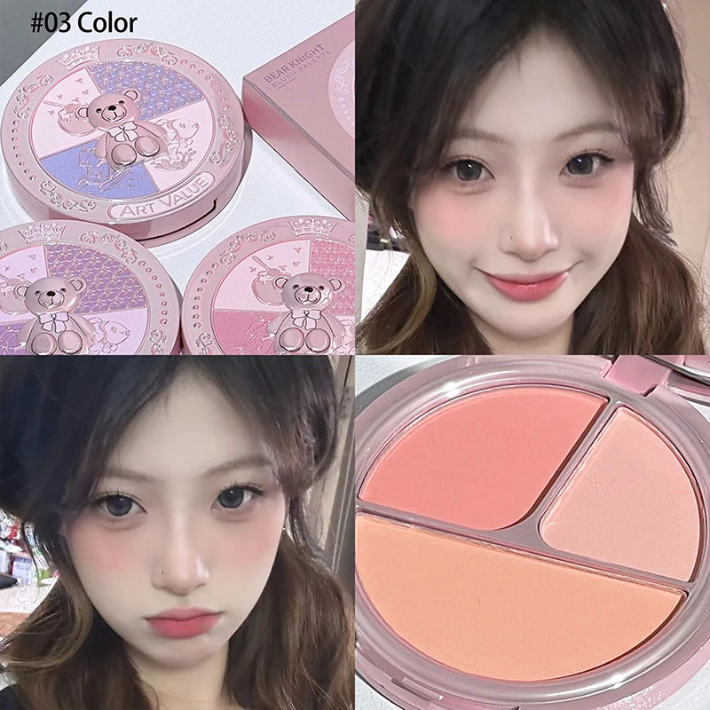 Matte Blusher Palette Natural Cheek Tint Rouge Pink Cream Blush Makeup Face Blusher Highlighter Contour Brighten Cosmetics Qme 03