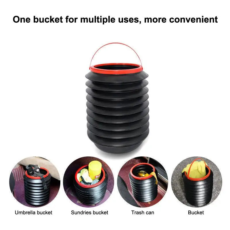 Foldable Car Multifunctional Telescopic Waste Bins Storage Bucket Lid Qme