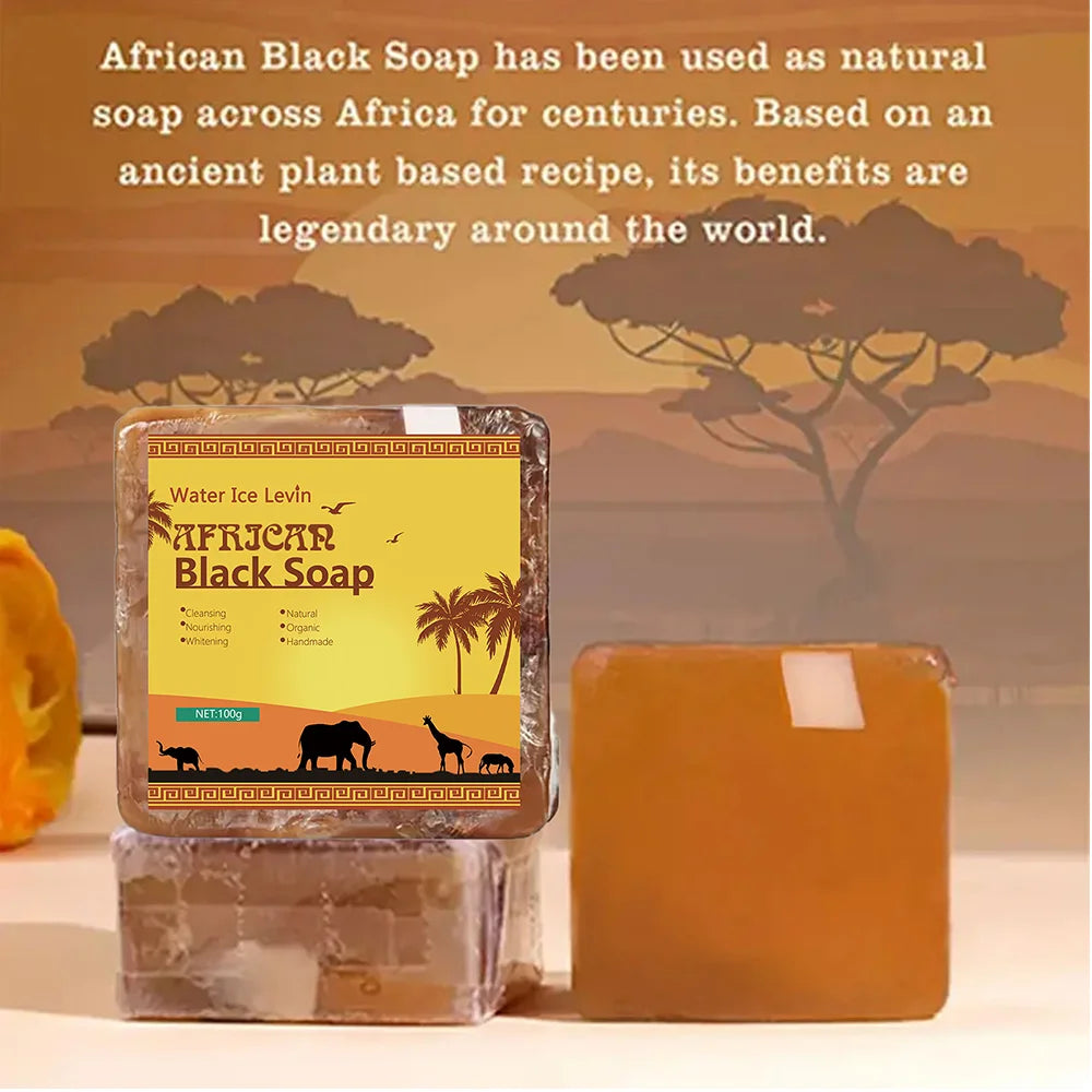 African Black Soap Acne Treatment Deep Cleaning Exfoliate Facial Moisturizing Skin Smoothing Face Soap for Skin Care Qme