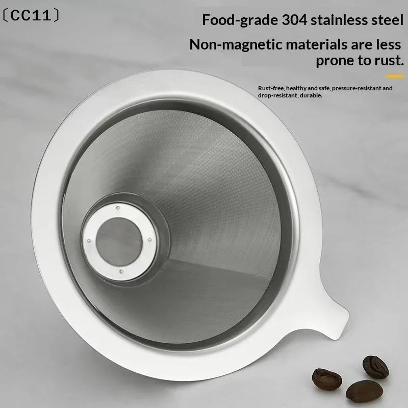 Reusable Stainless Steel Pour Over Coffee Filter Paperless Fine Mesh Qme