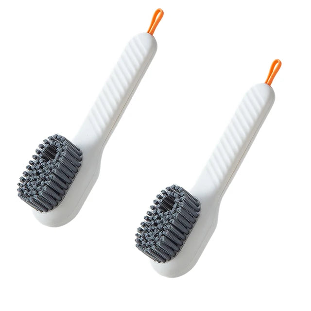 Household Soft Bristled Liquid Shoe Brush Special for Shoe Washing Long Handle Shoe Brush Clothing Brush Deep Cleaning Tools Qme 2PCS White