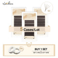 NATUHANA W Shape Premade Volume Fans 3D 4D 5D Brown Eyelash Qme 5D C 0.07mm|8-14 Mixed