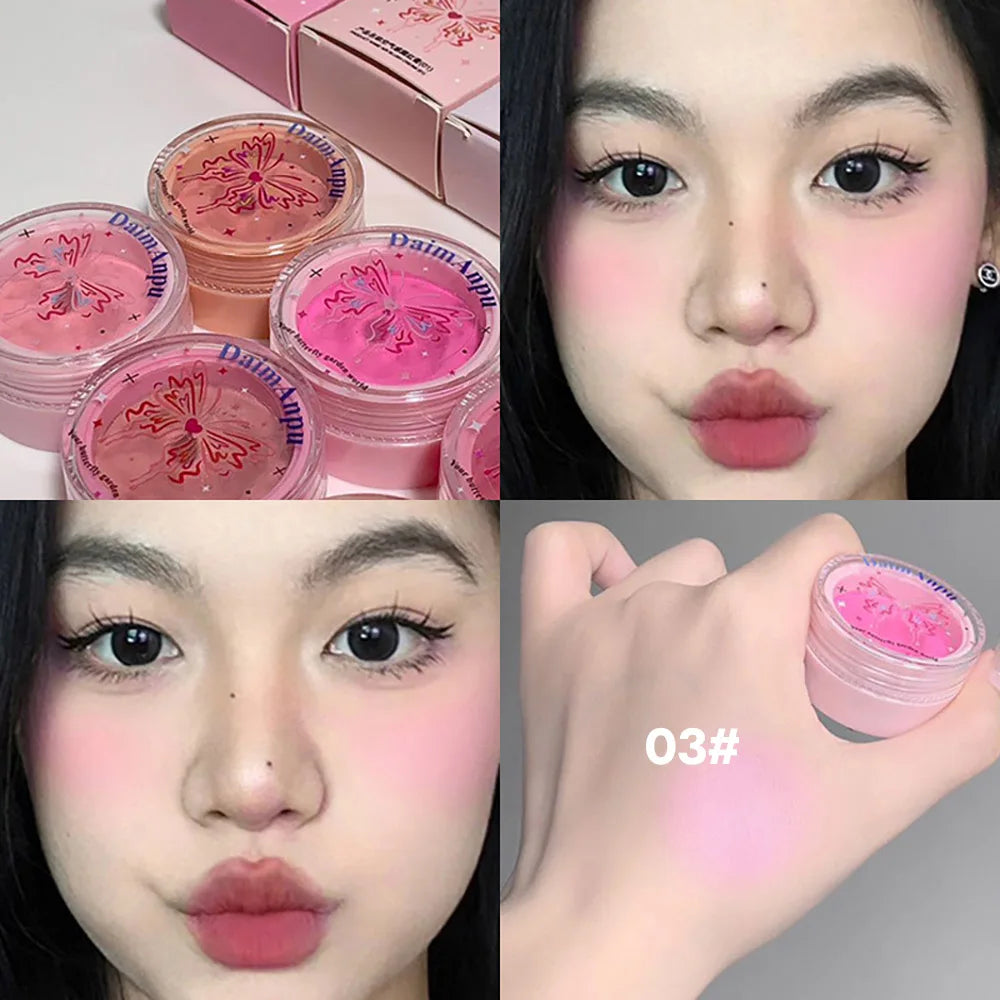 Airy Blush Clay Pigmented Powdery Cream Blusher Daimanpu Long-lasting Qme Barbie Pink D173-3