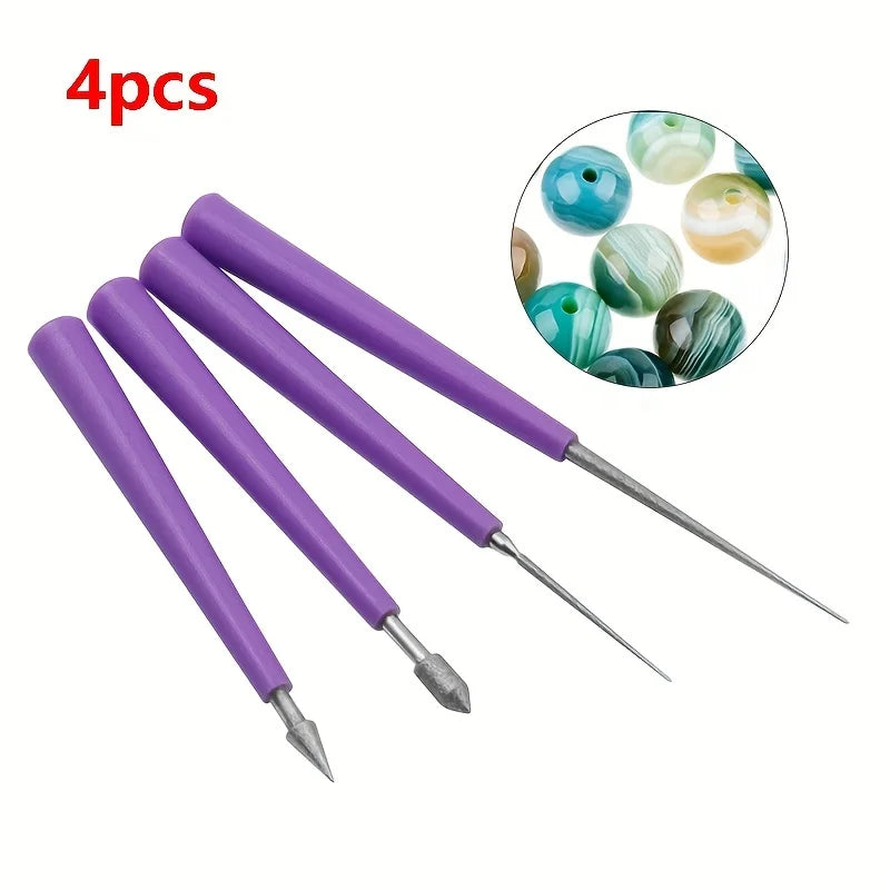 4pcs Diamond Tipped - Bead Reamera Tool - 4pcs Beading Hole Enlarger for DIY Jewelry Making Qme