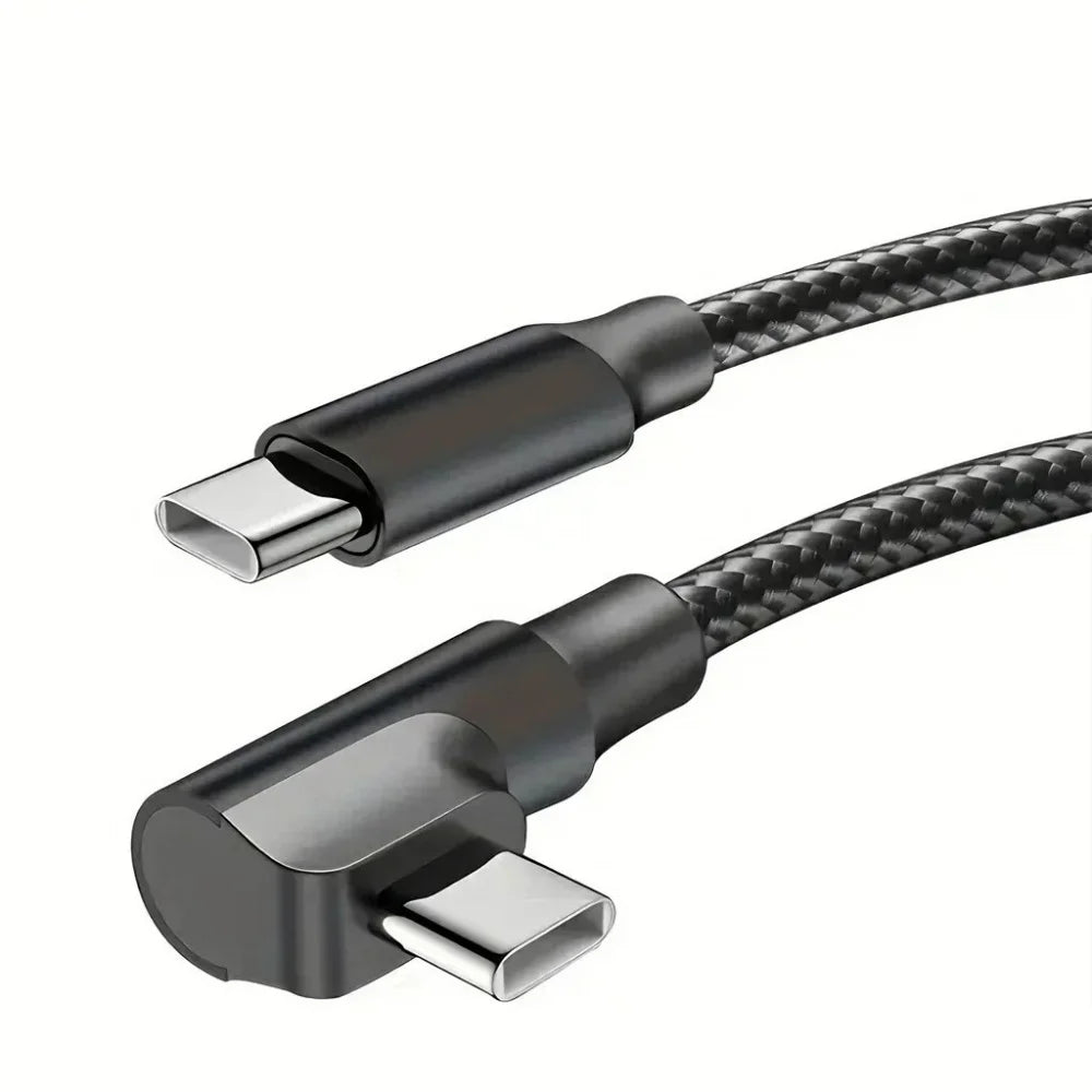 60W 90 Degree Elbow USB C Type C Fast Charging Cable for iPhone 17 16 15 Pro Max Samsung S25 S24 Xiaomi Redmi POCO OnePlus Oppo Qme black 2m