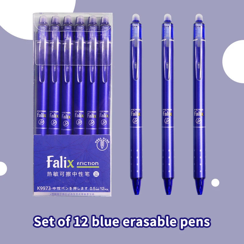 Erasable Gel Pen Press Ballpoint School Office Stationery Supplies Qme Blue