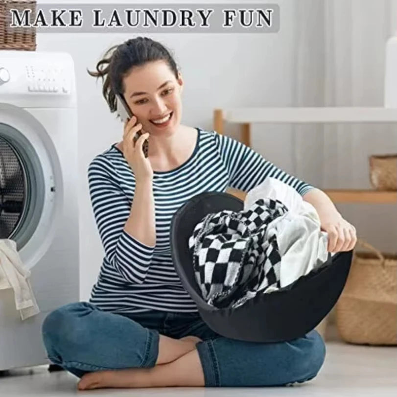 Drying Machine Laundry Basket 2024 New Fine Nylon Cloth Washing Machine Foldable Pop up Storage Dirty Cloth Basket Qme