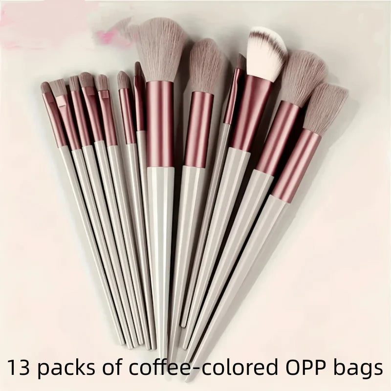 13pcs Professional Makeup Brush Set Soft Fluffy Cosmetic Brushes for Foundation Powder Eyeshadow Blending Beauty Tools Qme 13pcs coffee opp