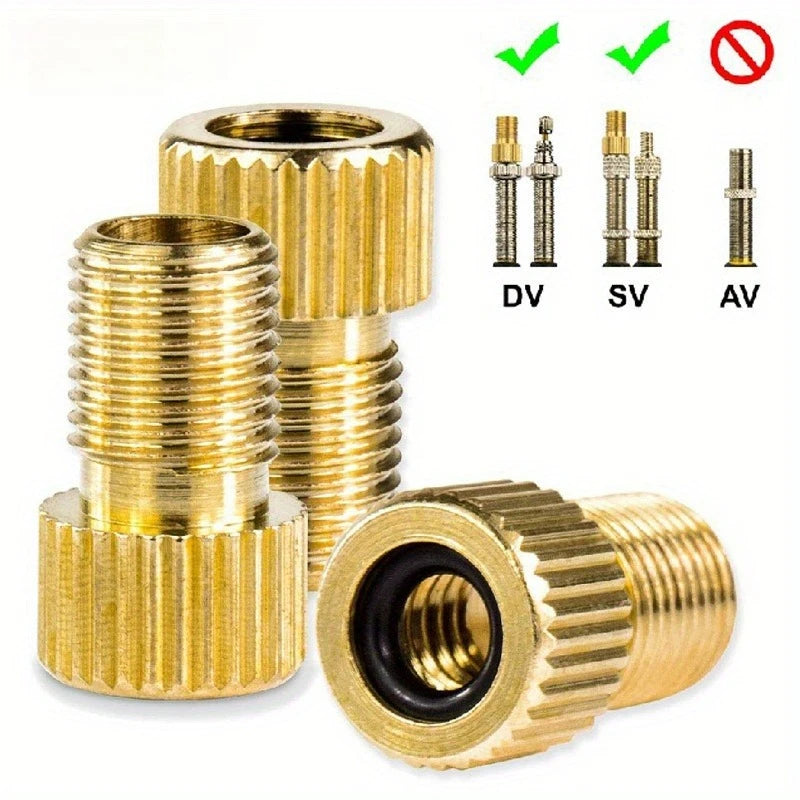 Brass Bike Valve Adapter DV SV to AV Converter Bicycle Tire Presta Schrader to American Air Pump Inflator Adaptor Qme